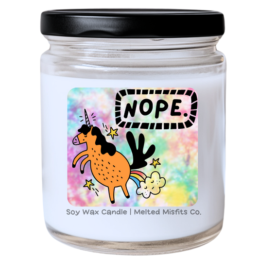 Nope Unicorn Y2K Candle - Funny & Unique Holiday Gift, Fun Sassy Candle, Perfect for Nostalgic Decor