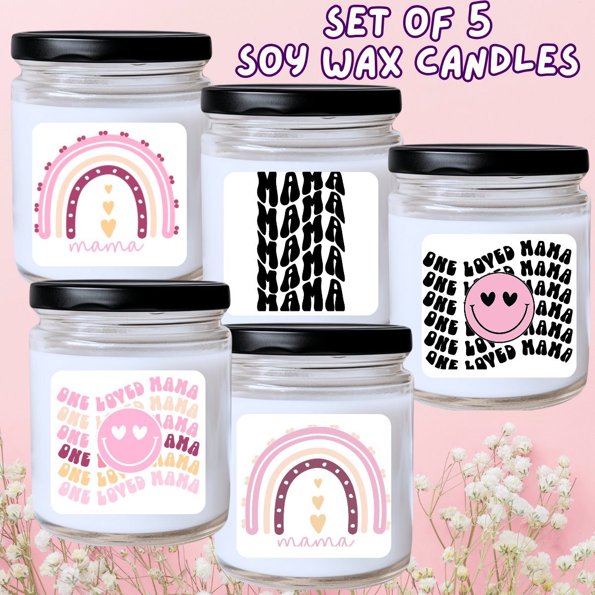 Mother's Day / Spring - 5 Piece Jar Candle Set #12