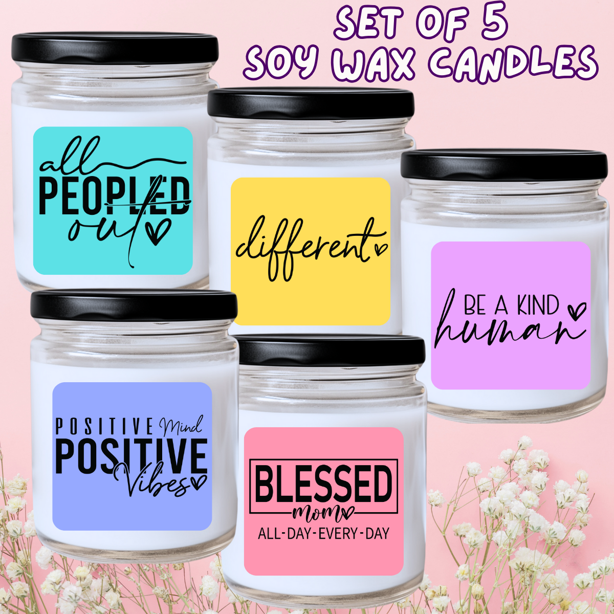 Mother's Day / Spring - 5 Piece Jar Candle Set #14