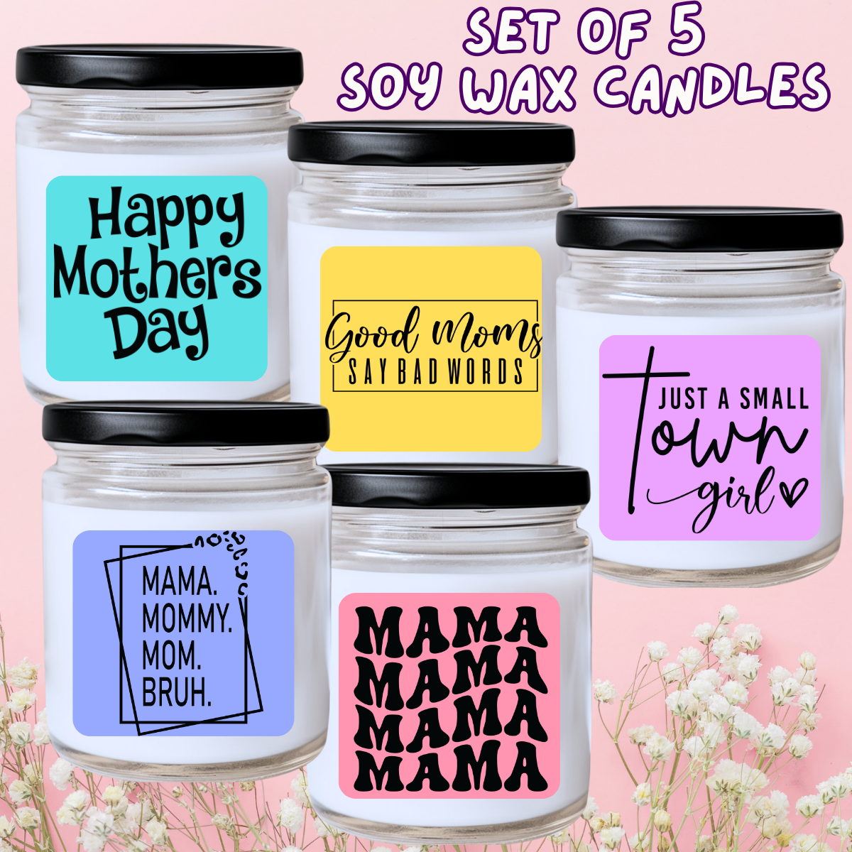 Mother's Day / Spring - 5 Piece Jar Candle Set #16