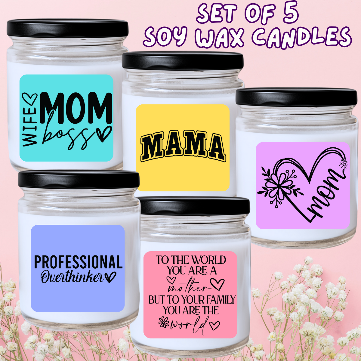 Mother's Day / Spring - 5 Piece Jar Candle Set #18