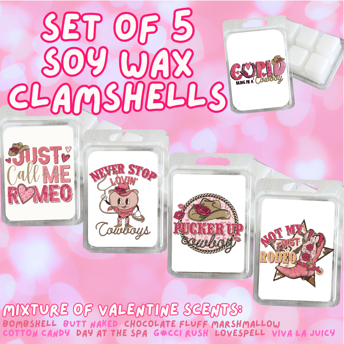 5 Piece Soy Wax Clamshell Set - Valentines #18