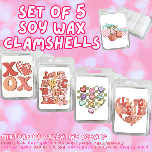 5 Piece Soy Wax Clamshell Set - Valentines #26