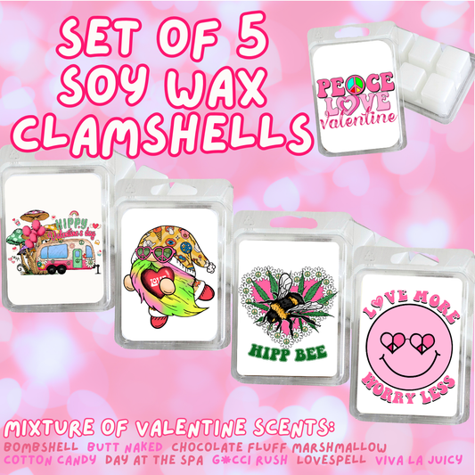 5 Piece Soy Wax Clamshell Set - Valentines #27