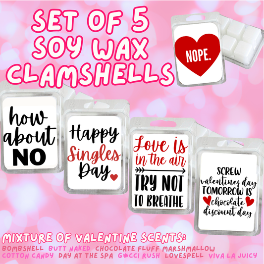 5 Piece Soy Wax Clamshell Set - Valentines #29