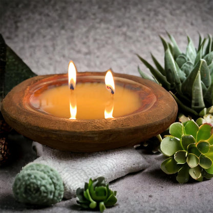 Wooden Bowl Candle - Plain Circle