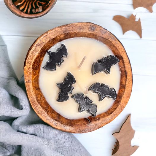 Dough Bowl Candle - Circle - Halloween Bats