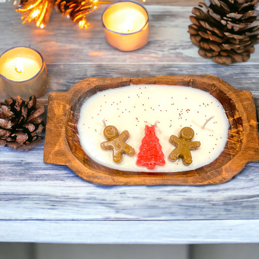 Dough Bowl Candle - Oval - Gingerbread Trees (Christmas)