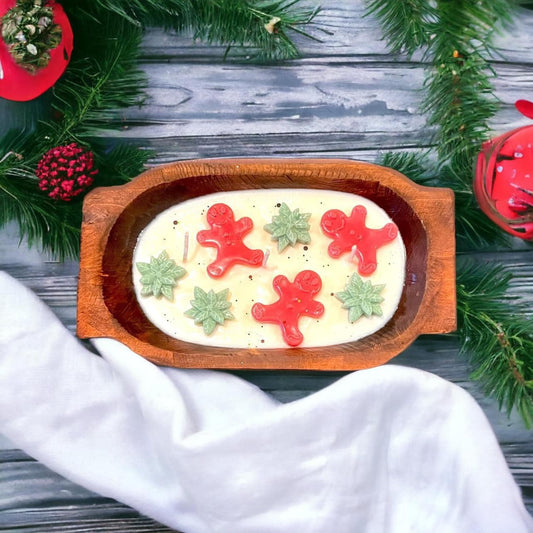 Dough Bowl Candle - Oval - Poinsettia Gingerbread (Christmas)