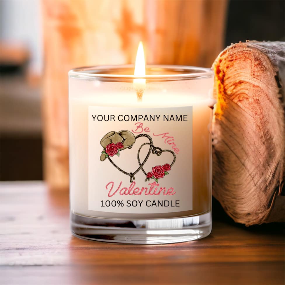 Add Your Company Name - Valentine's Theme - Organic Soy Wax Candle