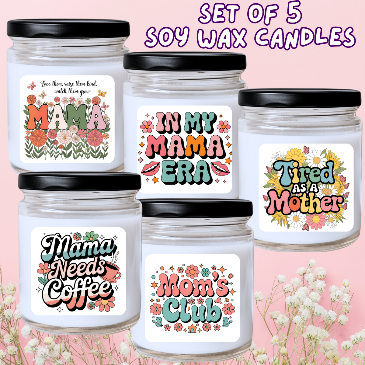 Mother's Day / Spring - 5 Piece Jar Candle Set #40