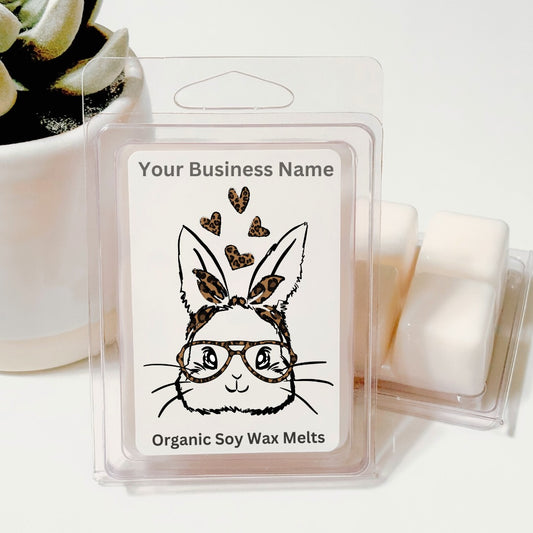 Bunny Leopard Glasses Hearts - Easter Soy Wax Clamshell (Customizable)