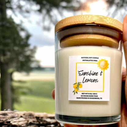 8oz Bamboo Glass Jar Candle - Sunshine & Lemons