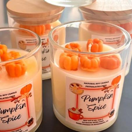 8oz Bamboo Glass Jar Candle - Pumpkin Spice