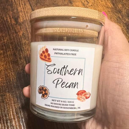 8oz Bamboo Glass Jar Candle - Southern Pecan