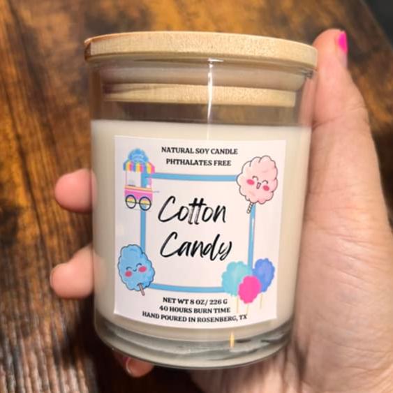 8oz Bamboo Glass Jar Candle - Cotton Candy