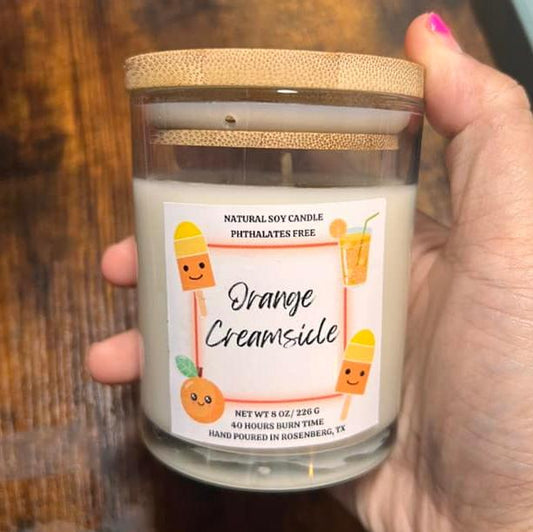 8oz Bamboo Glass Jar Candle - Orange Creamsicle