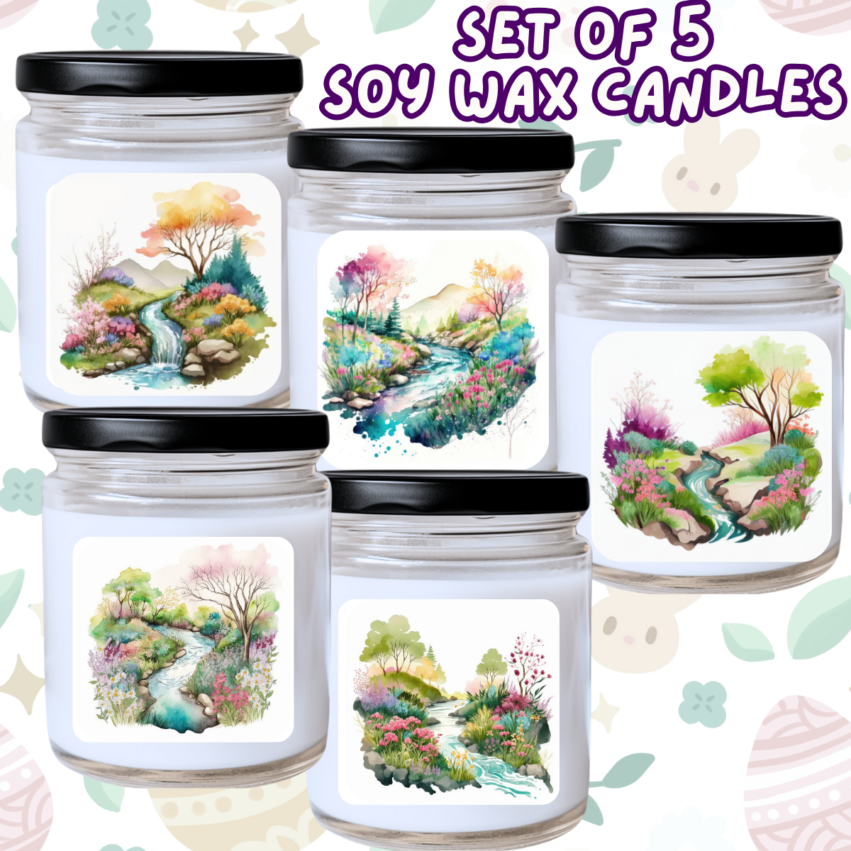 Easter / Spring - 5 Piece Jar Candle Set #48