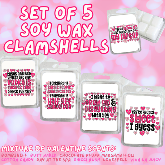 5 Piece Soy Wax Clamshell Set - Valentines #4