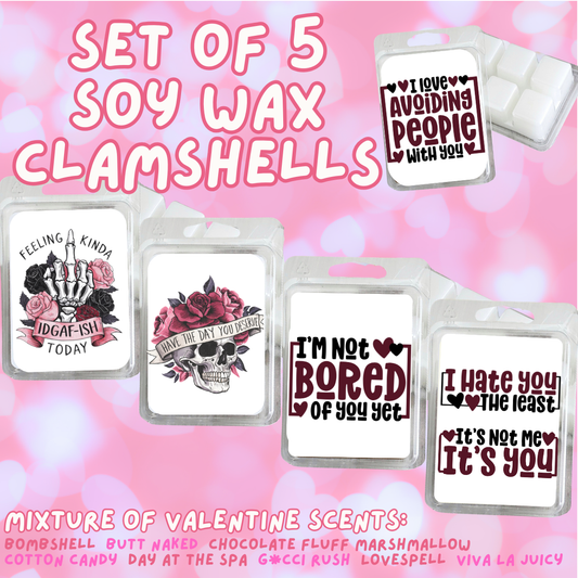 5 Piece Soy Wax Clamshell Set - Valentines #5