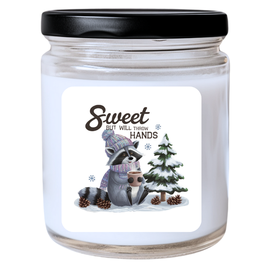 Sweet But Will Throw Hands Winter Candle - Fun Holiday Gift, Unique Winter Candle