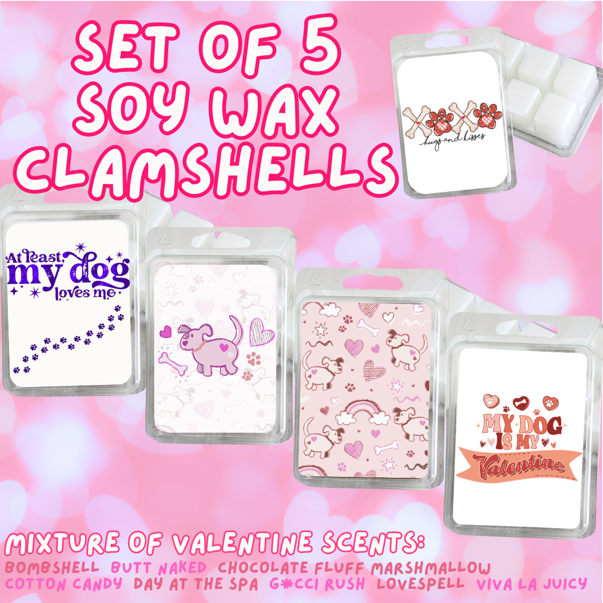 5 Piece Soy Wax Clamshell Set - Valentines #8