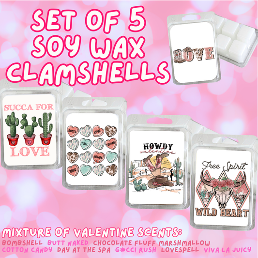 5 Piece Soy Wax Clamshell Set - Valentines #9