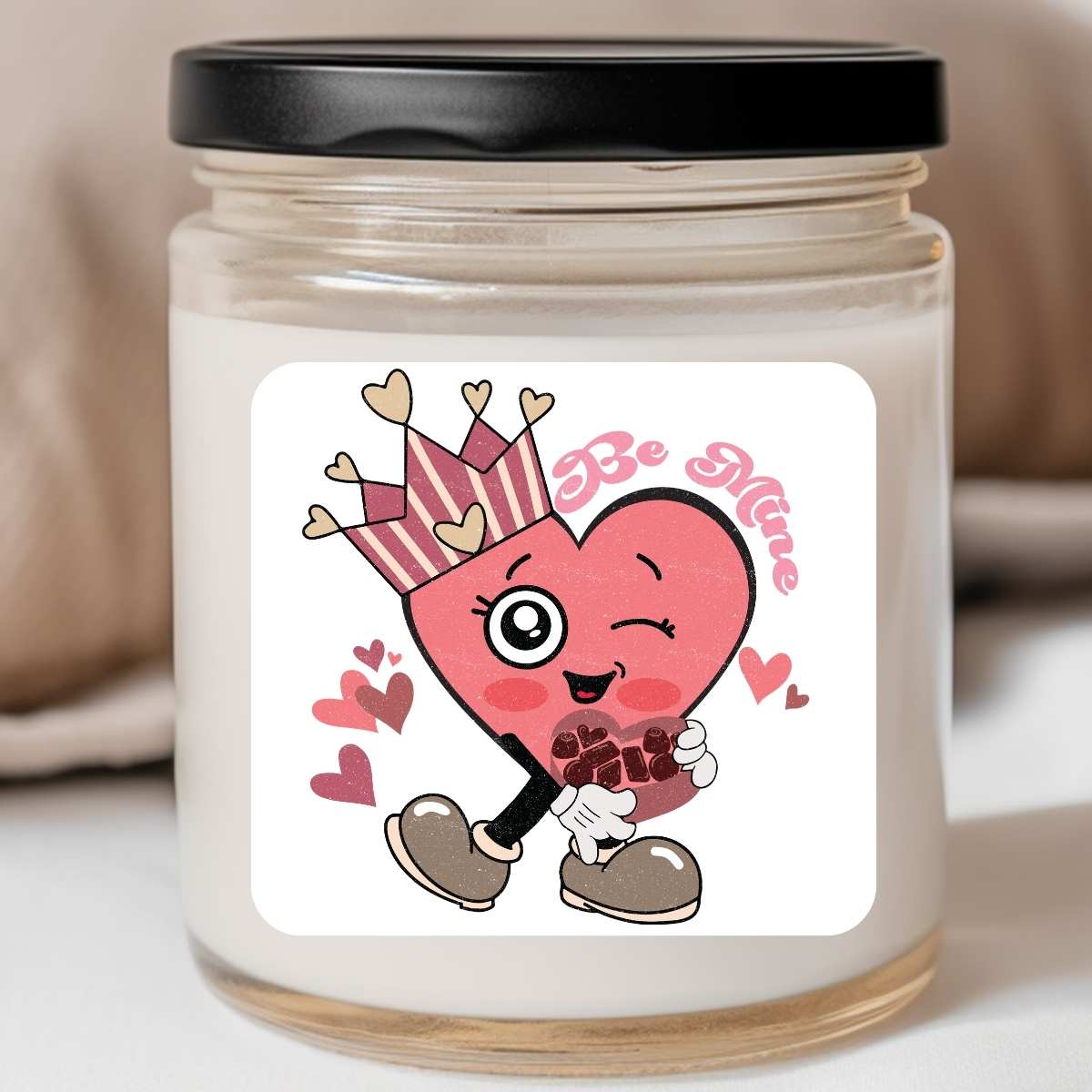 Be Mine Heart Crown Valentines Jar Candle