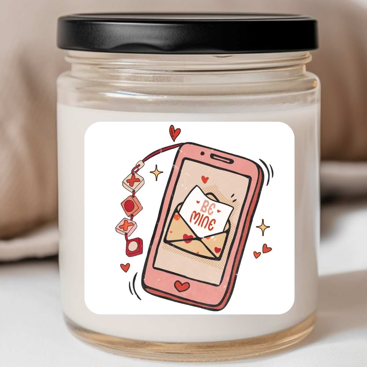 Be Mine Phone Valentines Jar Candle