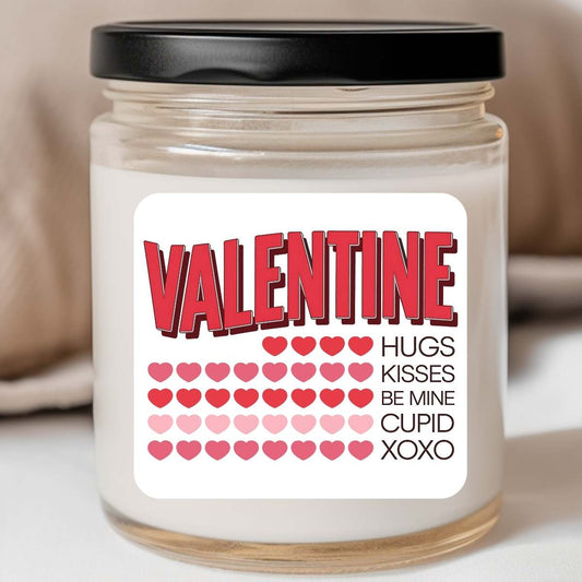 Hugs Kisses Be Mine XOXO Valentines Jar Candle