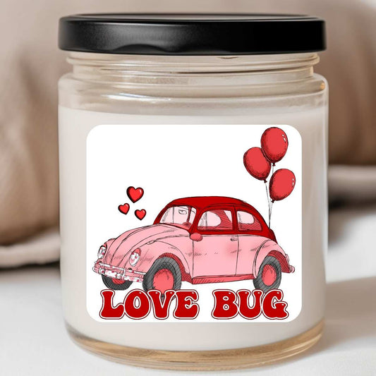 Love Bug Car Balloon Heart Valentines Jar Candle