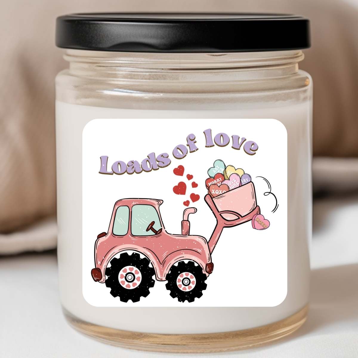 Tractor Loads of Love Valentines Jar Candle