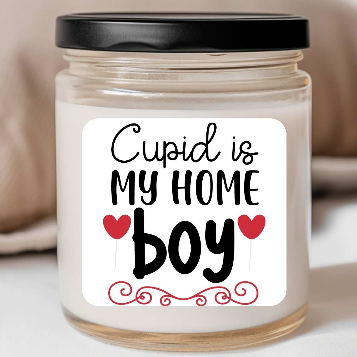 Cupid Is My Home Boy Valentines Jar Candle