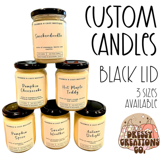 Build a Custom Candle - Black Lid (3 Sizes Available) !MOQ 12!