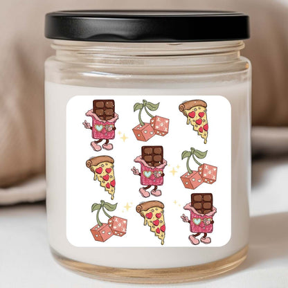 Food - Chocolate Pizza Cherry Dice Valentines Jar Candle