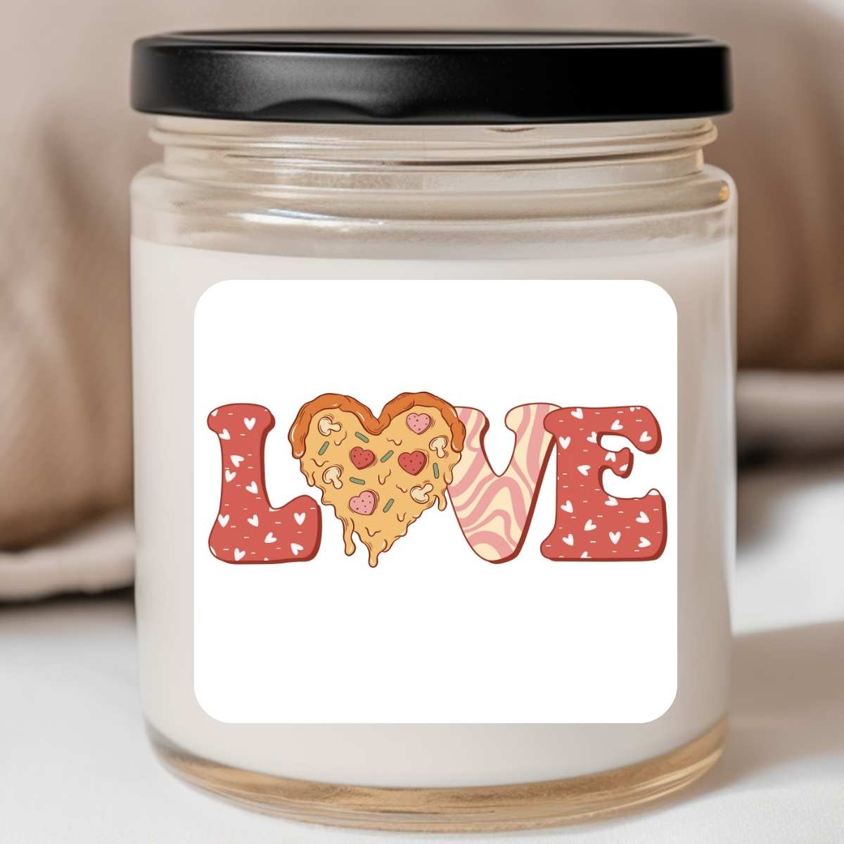 Food - Love Pizza Heart Valentines Jar Candle