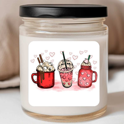 Food - Valentine Beverages Hearts Valentines Jar Candle