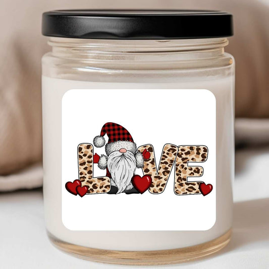 Gnome Leopard Western Plaid Hearts Valentines Jar Candle