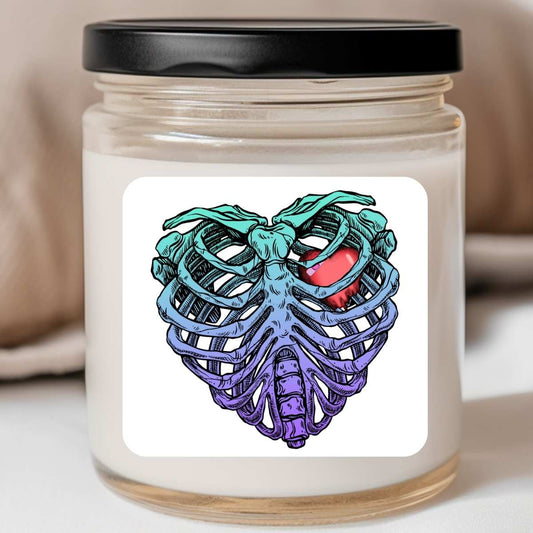 Goth - Beating Heart Skeleton Valentines Jar Candle