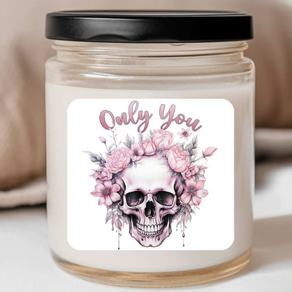 Goth - Floral Skull Only You Valentines Jar Candle