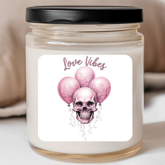 Goth - Love Vibes Skeleton Skull Balloons Valentines Jar Candle