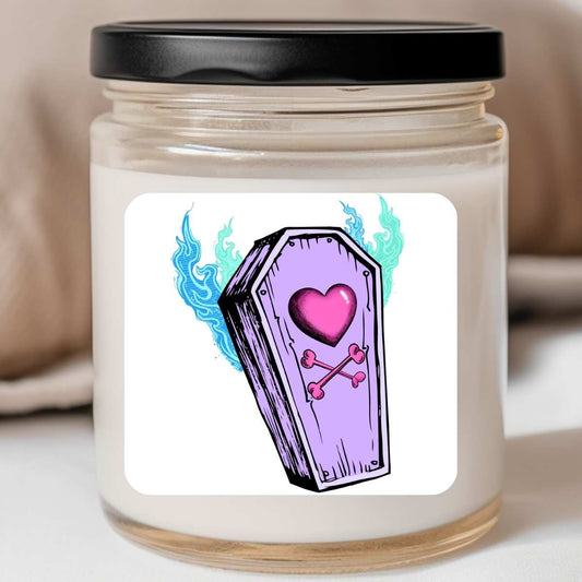 Goth - Purple Coffin Heart Valentines Jar Candle