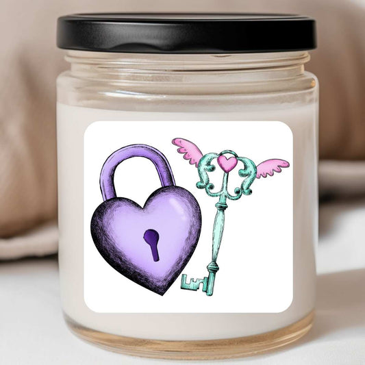 Goth - Purple Heart Padlock Valentines Jar Candle