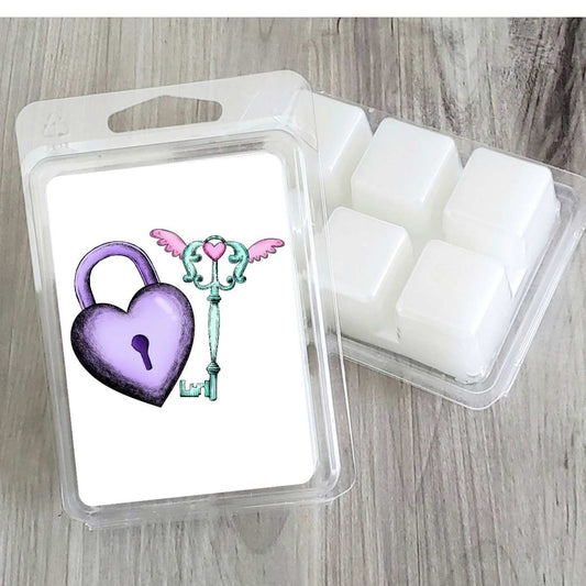 Goth - Purple Heart Padlock Valentines Wax Clamshell