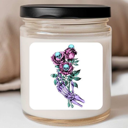 Goth - Skeleton Roses Valentines Jar Candle