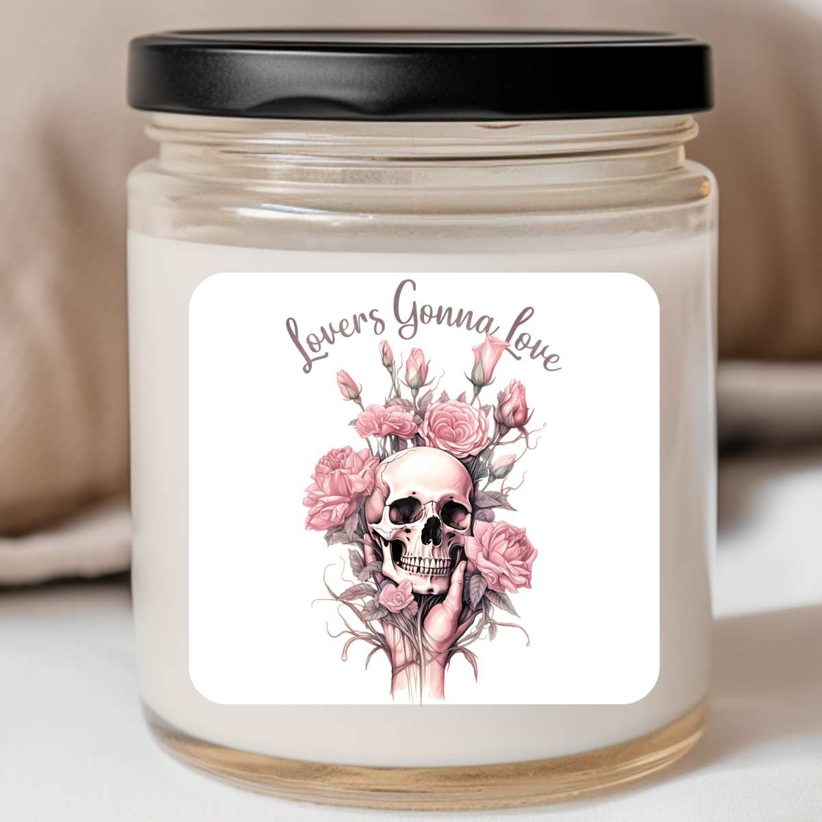 Goth - Skull Lovers Gonna Love Roses Valentines Jar Candle