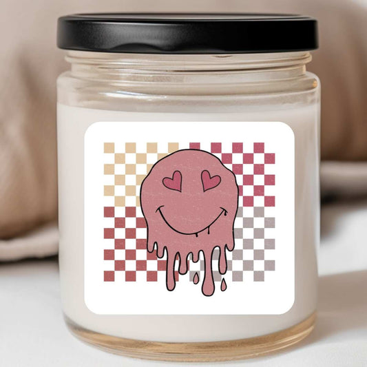 Groovy - Happy Drip Checkerboard Valentines Jar Candle