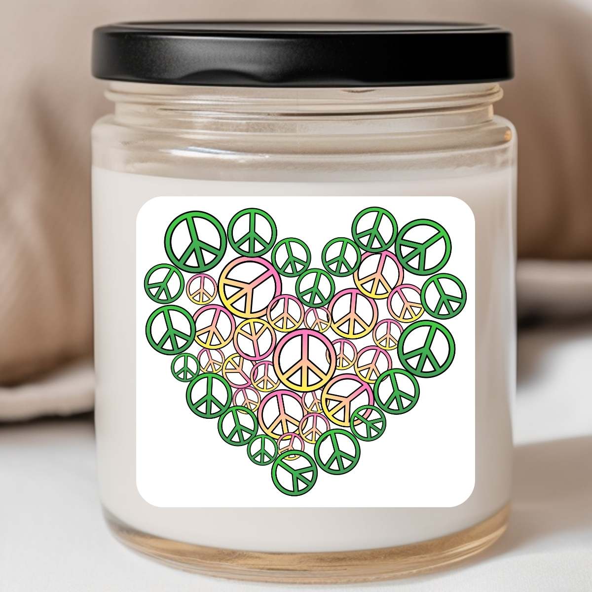 Groovy - Peace Sign Heart Valentines Jar Candle