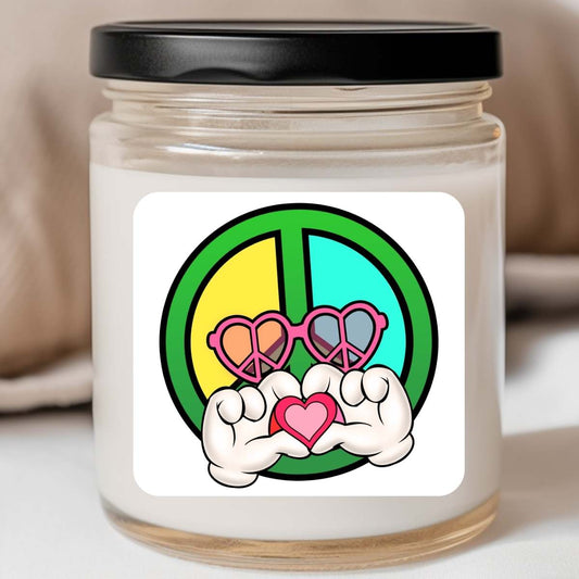 Groovy - Retro Peace Sign Sunglasses Valentines Jar Candle