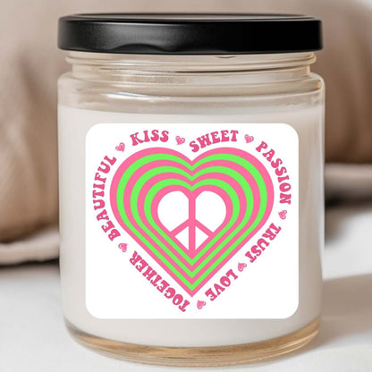 Groovy - Retro Pink & Green Heart Valentines Jar Candle